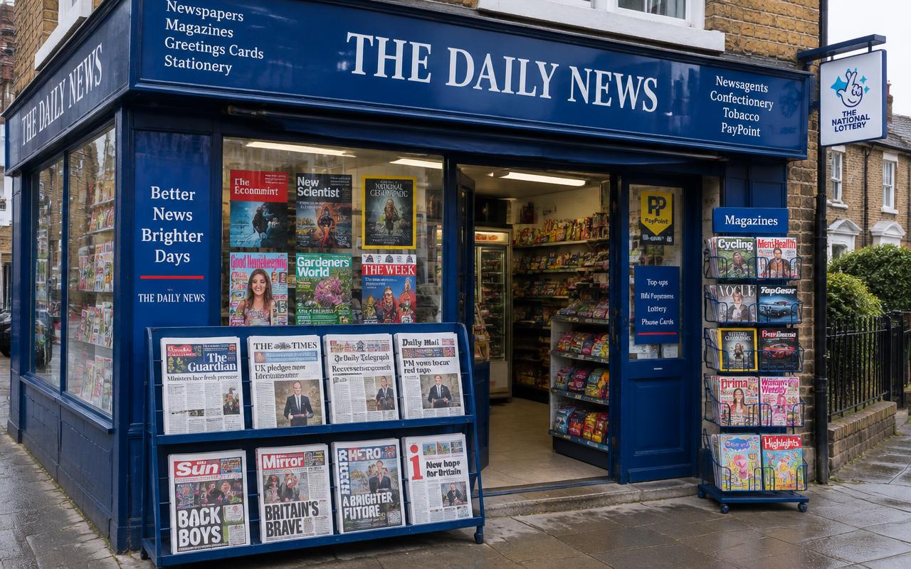 British corner newsagent shop front